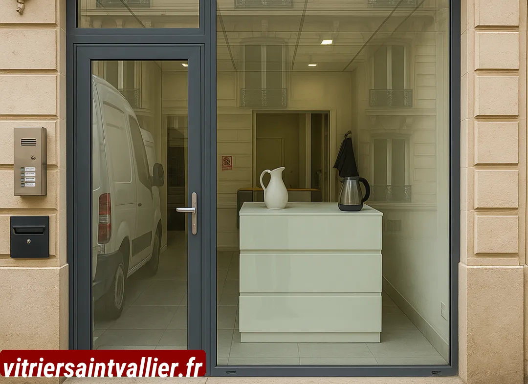 Façade vitrine de magasin en aluminium sur mesure à Saint-Vallier
